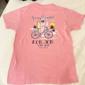 Ron Jon Pink Surf Shop Tee with Colorful Logo